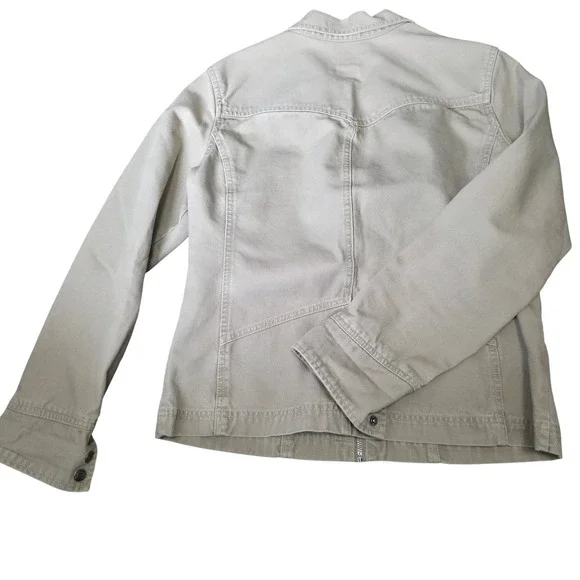 French Cuff Women's Khaki Utility Jacket‎ Medium Cotton Zip Front Pockets - Picture 4 of 8